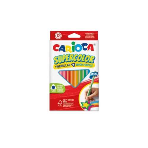 Carioca SuperColor háromszög alakú maxi színesceruza készlet, 12 szín