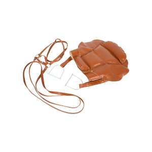 Brauner Ledersattel mit Steigbügeln und Zügeln für ein Schaukelpferd - Schaukelpferde, Schaukeltiere und Entwicklungsspiele für Kinder im Kindergartenalter