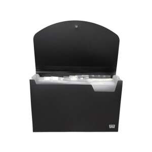 Spirit A4 12 rekeszes fekete irattartó mappa nyitva, a rekeszek láthatóak - Harmonika mappa