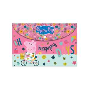 Dosar A4 Peppa Pig cu un design roz-albastru, cu Peppa Pig care merge cu bicicleta, perfect pentru depozitarea documentelor, desenelor și lucrărilor școlare - Huse de protecţie acte