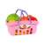 Rózsaszín műanyag bevásárló kosár gyümölcsökkel és zöldségekkel, játék étel gyerekeknek