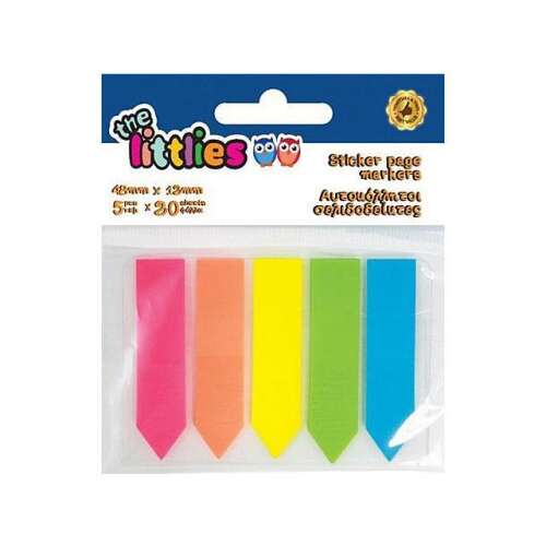 The Littles 5x20 csomag neon ragacsos jegyzetlap, 48x12mm, 5 szín