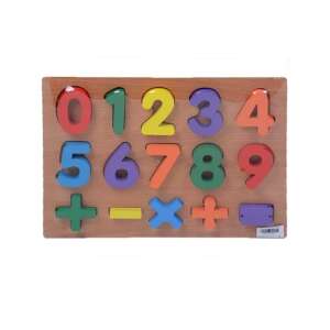 Puzzle din lemn cu numere pentru copii, cu numerele 0-9 și simboluri matematice de bază - Jocuri de sortare a formelor