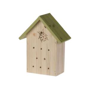 Hotel pentru insecte din lemn cu design de buburuză, acoperiș verde, potrivit pentru atragerea insectelor benefice în grădina ta - Hoteluri pentru insecte