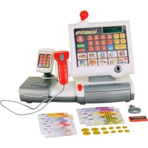 Klein Toys Elektronische Kasse mit Scanner und Zubehör, weiß und rot, mit Spielgeld und Kreditkarte - Klein