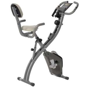 Bicicleta de exerciții pliabilă Homcom, gri, rezistență magnetică, 8 trepte, cu monitor LCD, pentru antrenamente acasă - Aparate și echipamente cardio