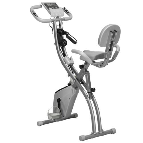 Homcom összecsukható fitneszkerékpár, acél, mágneses, 8 lépcsős, szürke