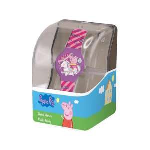 Ceas analogic Peppa Pig pentru copii, violet și roz, cu design Peppa Pig și George Pig, în cutie de prezentare din plastic - Peppa Pig