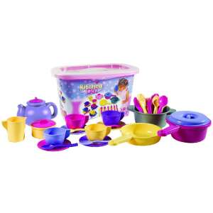 30-częściowy zestaw do zabawy w kuchnię dla dzieci, zawiera garnki, patelnie, kubki, talerze i sztućce, idealny do kreatywnej zabawy - Androni