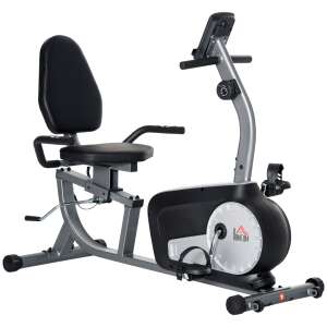 Homcom fitneszkerékpár, 8 ellenállási fokozat, acél/ABS, LCD monitor, 122-137x62x103 cm, ezüst/fekete