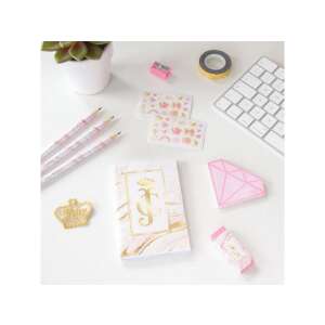 Juicy Couture Deluxe Schreibwaren-Set, mit einem rosa und goldenen Notizbuch, Bleistiften, Radiergummi, Spitzer, Aufklebern und Klebeband - Schreibwaren-Sets