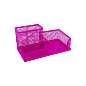 Rosa Schreibtisch-Organizer aus Metallgitter mit 3 Fächern für Stifte, Bleistifte und andere Büroartikel - Schreibwaren & Schreibmaterial