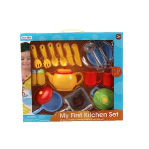 Playgo My First Kitchen Set, set de bucătărie de joacă pentru copii, 19 piese, include ceainic, tigaie, căni, farfurii, tacâmuri și multe altele - Jucarii si ustensile de bucătărie