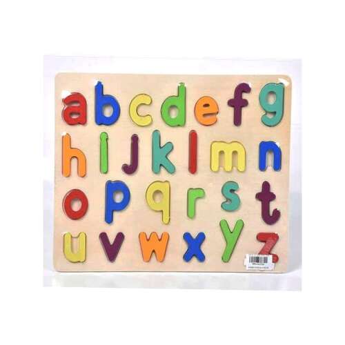 Puzzle cu forme de litere alfabetului pentru copii, 26 de piese, din lemn, colorat
