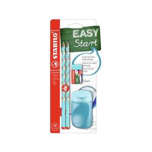 Stabilo EASYgraph S blaues Schulschreibset für Rechtshänder, enthält 2 Bleistifte, Radiergummi und Spitzer - Schreibwaren-Sets