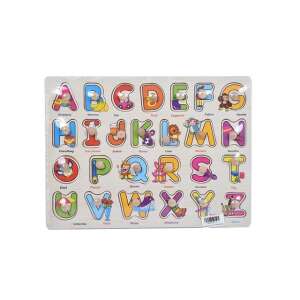 Puzzle alfabet din lemn pentru copii, învață alfabetul englezesc cu litere și imagini colorate - Jocuri de sortare a formelor