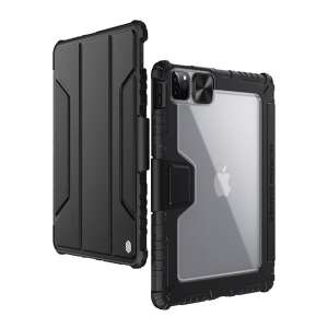 NILLKIN BUMPER PRO műanyag telefonvédő (aktív FLIP, szilikon keret, közepesen ütésálló, asztali tartó funkció) FEKETE 60864032 - Nillkin