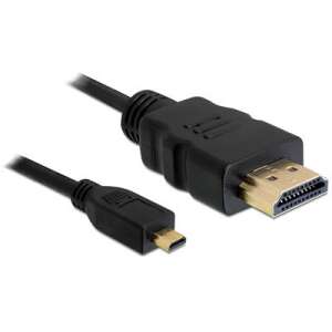 Delock High Speed HDMI kábel Ethernettel, 1 méter, fekete, HDMI-A hím - micro HDMI-D hím - HDMI kábel