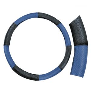 Univerzális Bőr Kormányvédő - Fekete-Kék - M (37-39cm) 136617567 - Autós kormányhuzat