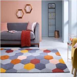 Bedora Homeycomb szőnyeg, 100x200 cm, 100% gyapjú, sokszínű, kézzel készített 60869195 