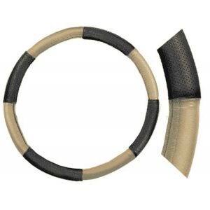 Univerzális Bőr Kormányvédő - Fekete-Bézs - M (37-39 cm) 136620242 - Autós kormányhuzat