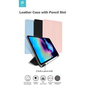 Apple iPad Air 4 (2020)/iPad Air 5 (2022) 10,9/iPad Pro 11 (2022) puzdro na tablet (Smart Case) s funkciou zapnutia/vypnutia, držiak Apple Pencil, magnetická nabíjačka – kožené puzdro Devia so slotom na ceruzku – čierne 60889357 - Puzdrá na tablety