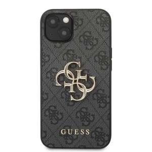 Zadný kryt Guess Apple iPhone 13 (6.1) PU 4G s kovovým logom sivý (GUHCP13M4GMGGR)