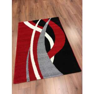 Piros, fekete és fehér modern szőnyeg absztrakt mintával, Barcelona E740 szőnyeg - Dekoráció