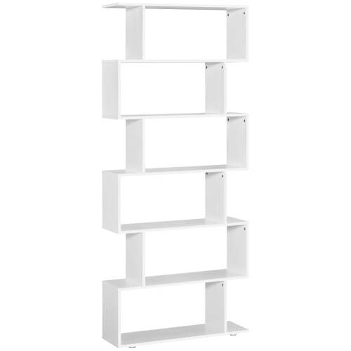 Homcom modern könyvespolc, fa, 6 polc, 80x24x191cm, fehér