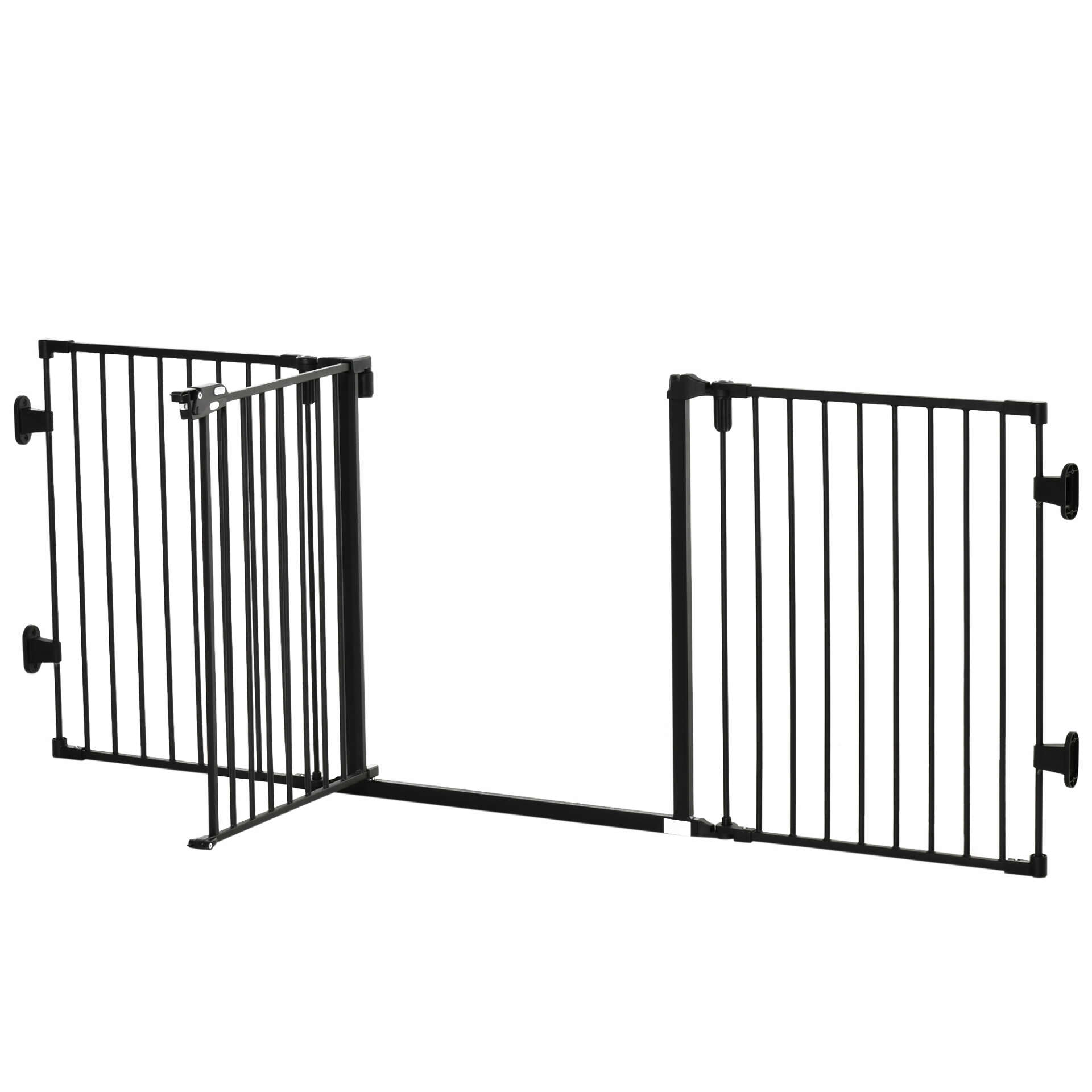 PawHut, Biztonsági rács kutyáknak, Összecsukható, Acél/Műanyag, 202,5x76 cm, Fekete