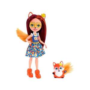 Păpușa Enchantimals Felicity Fox și animalul ei de companie Flick vulpea stând împreună - Mattel Baba