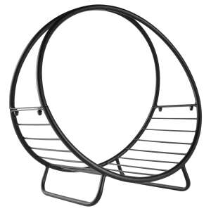 Outsunny Suport pentru lemne de foc Suport lemne in forma de cos design ridicat Greutate maxima 15 kg, negru 45x29.5x47cm cos ridicat 15kg 60961538 - Șemineu și sobă