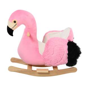 Homcom hintaszék, Flamingo modell, Fa, 60x33x52 cm, Rózsaszín 60963118 Hintalovak, hintázó állatkák