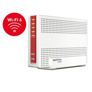 FRITZ!Box 6690 Cable Wi-Fi 6 Gigabit модем изглед под ъгъл - Wi-Fi рутер, адаптер