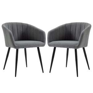 2 db Homcom kárpitozott étkezőszék készlet karfákkal, sötétszürke és fekete - Étkező szék