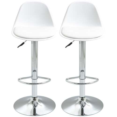 2 db fehér állítható bárszék króm talppal, Homcom