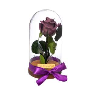 Örökrózsa Lila tartósított lila rózsa üvegbúrában, örök rózsa ajándék - Ajándék ötlet Valentin-napra