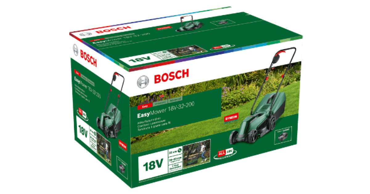 Bosch (06008B9D00) EasyMower 18V-32 Cordless Lawnmower, Green