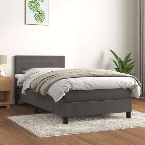 vidaXL sötétszürke bársony ágy matraccal 80 x 200 cm 