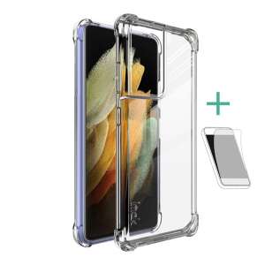 IMAK átlátszó ütésálló telefontok képernyővédővel Samsung Galaxy S21 Ultra készülékhez - Imak