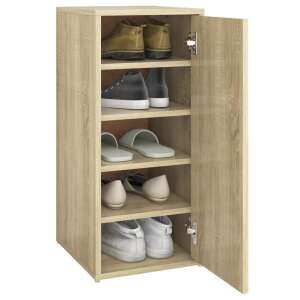 vidaXL Sonoma Oak Chipboard Shoe Cabinet with 5 shelves, open door - Furniture