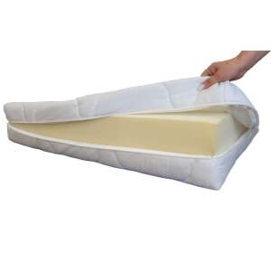 Somnart Husa de saltea 90x200x16, bumbac, capitonata, lavabilă, detașabilă, cu fermoar pe 4 laturi, husă de saltea - Lenjerie de pat