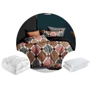 Nyomott mikroszálas ágynemű szett BS007 paplanhuzattal, feszes lepedővel és párnahuzatokkal, valamint egy fehér paplannal és két fehér párnával - Ágynemű - ifjúsági és felnőtt