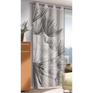Harco white curtain with grey dandelion pattern, 135cm wide, 245cm high - Curtain