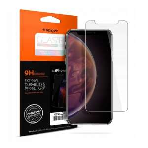 Spigen Glas.tR Slim HD képernyővédő iPhone X/XS telefonhoz. 9H keménység, karcálló, tokbarát és ujjlenyomat-mentes. - Spigen