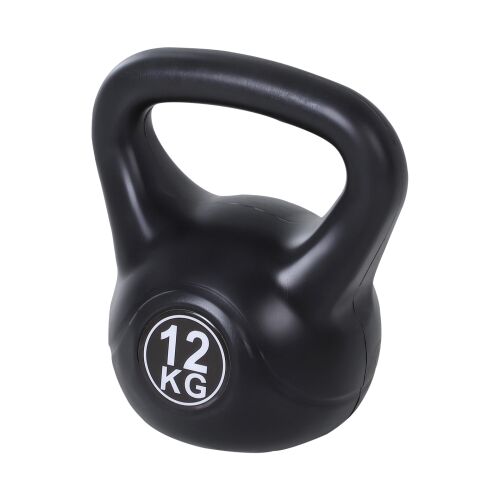 Homcom Kettlebell, 12 kg, PVC/homok, ergonomikus fogantyú, fekete