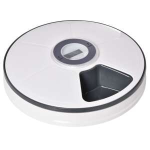 PawHut automata ételadagoló, fehér és szürke színben, 6 rekeszes, időzítővel és LED kijelzővel - PawHut