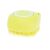 Yellow silicone pet brush with smiley face, front view
