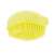 Yellow silicone dog and cat bath brush with built-in shampoo dispenser, side view