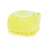 Yellow silicone dog and cat bath brush with built-in shampoo dispenser, closed